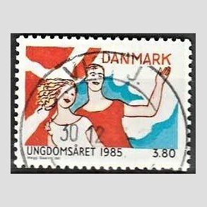 FRIM�RKER DANMARK | 1985 - AFA 828 - Ungdoms�r - 3,80 Kr. flerfarvet - Pragt Stemplet