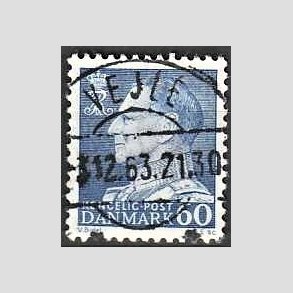 FRIMRKER DANMARK | 1961-62 - AFA 398 - Fr. IX 60 re bl - Pragt Stemplet