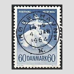 FRIMRKER DANMARK | 1962 - AFA 406 - Ballet og musik - 60 re bl - Pragt Stemplet Kbenhavn