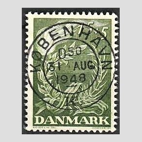 FRIM�RKER DANMARK | 1947 - AFA 299 - Modstandsbev�gelsen - 15 + 5 �re gr�n - Pragt Stemplet K�benhavn