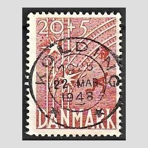 FRIM�RKER DANMARK | 1947 - AFA 300 - Modstandsbev�gelsen - 20 + 5 �re r�d - Pragt Stemplet
