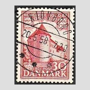 FRIM�RKER DANMARK | 1953-56 - AFA 349 - Kongeriget 1000 �r - 30 �re r�d - Pragt Stemplet Klovborg