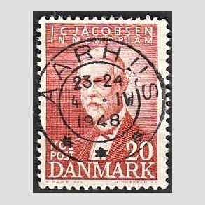 FRIM�RKER DANMARK | 1947 - AFA 305 - I. C. Jacobsen - 20 �re brunr�d - Pragt Stemplet Aarhus