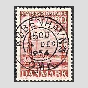 FRIM�RKER DANMARK | 1950 - AFA 317 - Statsradiofonien 25 �r - 20 �re r�d - Pragt Stemplet K�benhavn