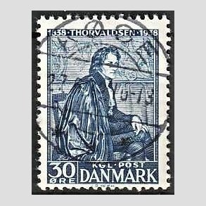 FRIM�RKER DANMARK | 1938 - AFA 251 - Thorvaldsen 30 �re bl� - Lux Stemplet K�ge