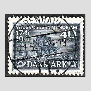 FRIM�RKER DANMARK | 1941 - AFA 272 - Vitus Bering 40 �re bl� - Lux Stemplet