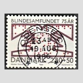 FRIMRKER DANMARK | 1986 - AFA 853 - Dansk Blindesamfund 75 r. - 2,80 Kr. + 50 re flerfarvet - Pragt Stemplet Odense C