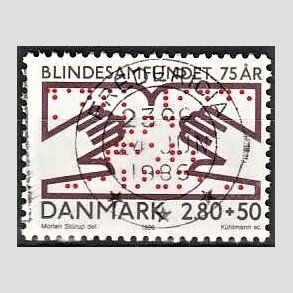 FRIMRKER DANMARK | 1986 - AFA 853 - Dansk Blindesamfund 75 r. - 2,80 Kr. + 50 re flerfarvet - Pragt Stemplet