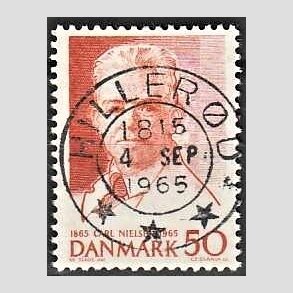 FRIM�RKER DANMARK | 1965 - AFA 435 - Komponist Carl Nielsen - 30 �re oranger�d - Pragt Stemplet Hiller�d