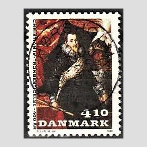 FRIM�RKER DANMARK | 1988 - AFA 904 - Christian d. IV - 4,10 Kr. flerfarvet - Pragt Stemplet H�rsholm