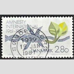 FRIM�RKER DANMARK | 1986 - AFA 850 - Amnesty International 25 �r - 2,80 Kr. flerfarvet - Pragt Stemplet