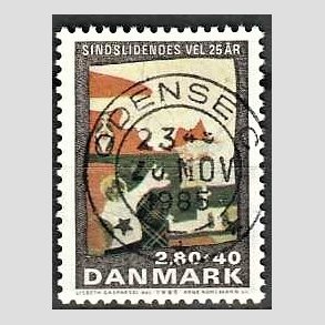 FRIMRKER DANMARK | 1985 - AFA 843 - Sindslidendes Vel - 2,80 Kr. + 40 re flerfarvet - Pragt Stemplet