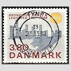 FRIM�RKER DANMARK | 1986 - AFA 875 - OEDC 25 �r - 3,80 Kr. flerfarvet - Pragt Stemplet
