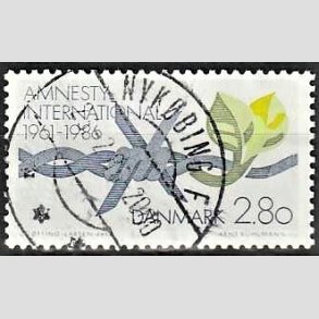 FRIM�RKER DANMARK | 1986 - AFA 850 - Amnesty International 25 �r - 2,80 Kr. flerfarvet - Pragt Stemplet