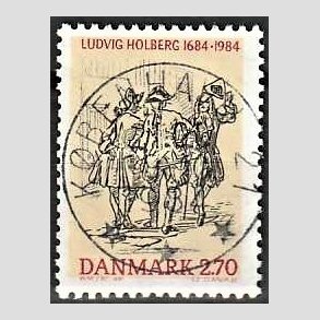 FRIM�RKER DANMARK | 1984 - AFA 814 - Ludvig Holberg - 2,70 Kr. flerfarvet - Pragt Stemplet