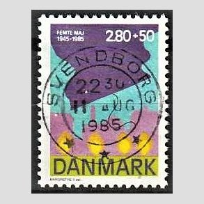 FRIMRKER DANMARK | 1985 - AFA 831 - 40-ret for befrielsen - 2,80 + 50 re Kr. flerfarvet - Pragt Stemplet Svendborg
