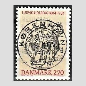FRIM�RKER DANMARK | 1984 - AFA 814 - Ludvig Holberg - 2,70 Kr. flerfarvet - Pragt Stemplet