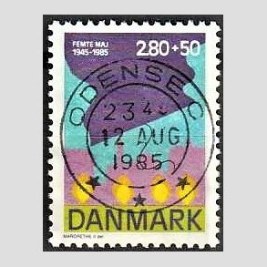 FRIMRKER DANMARK | 1985 - AFA 831 - 40-ret for befrielsen - 2,80 + 50 re Kr. flerfarvet - Pragt Stemplet Odense C