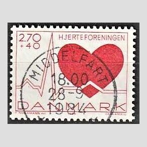 FRIMRKER DANMARK | 1984 - AFA 808 - Hjerteforeningen - 2,70 Kr. + 40 re rd - Pragt Stemplet