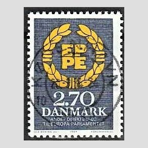 FRIM�RKER DANMARK | 1984 - AFA 801 - Europaparlamentet - 2,70 Kr. bl�gr�/gul - Pragt Stemplet