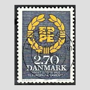 FRIM�RKER DANMARK | 1984 - AFA 801 - Europaparlamentet - 2,70 Kr. bl�gr�/gul - Pragt Stemplet