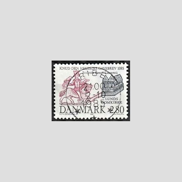 FRIMRKER DANMARK | 1985 - AFA 834 - Domkirken i Lund - 2,80 Kr. mrkbl/lilla - Pragt Stemplet