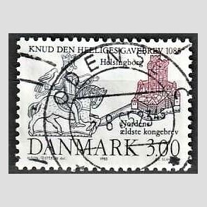 FRIM�RKER DANMARK | 1985 - AFA 835 - Domkirken i Lund - 3,00 Kr. m�rkbl�/lilla - Pragt Stemplet