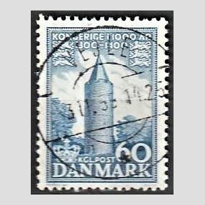 FRIM�RKER DANMARK | 1953-56 - AFA 350 - Kongeriget 1000 �r - 60 �re bl� - Pragt Stemplet Vejle