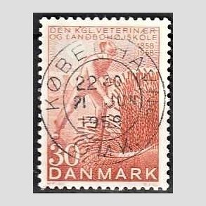 FRIM�RKER DANMARK | 1958 - AFA 372 - Landboh�jskolen 100 �r - 30 �re r�d - Pragt Stemplet K�benhavn