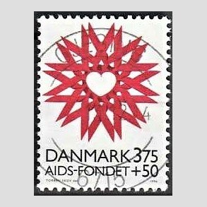 FRIMRKER DANMARK | 1996 - AFA 1130 - AIDS-Fondet - 3,75 Kr. + 50 re rd/sort - Pragt Stemplet