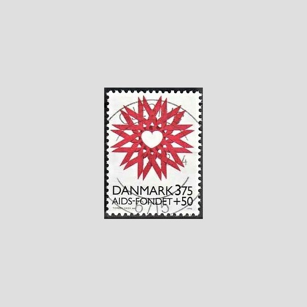 FRIMRKER DANMARK | 1996 - AFA 1130 - AIDS-Fondet - 3,75 Kr. + 50 re rd/sort - Pragt Stemplet