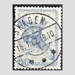 FRIM�RKER DANMARK | 1960 - AFA 388 - WHO - 60 �re bl� - Lux Stemplet