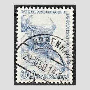 FRIM�RKER DANMARK | 1960 - AFA 388 - WHO - 60 �re bl� - Lux Stemplet