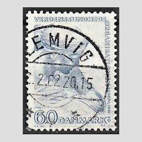 FRIM�RKER DANMARK | 1960 - AFA 388 - WHO - 60 �re bl� - Lux Stemplet Lemvig