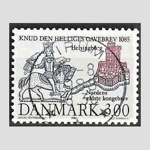 FRIM�RKER DANMARK | 1985 - AFA 835 - Domkirken i Lund - 3,00 Kr. m�rkbl�/lilla - Pragt Stemplet