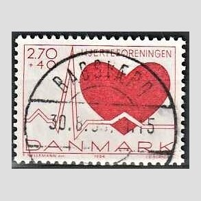 FRIMRKER DANMARK | 1984 - AFA 808 - Hjerteforeningen - 2,70 Kr. + 40 re rd - Pragt Stemplet
