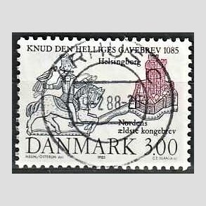 FRIM�RKER DANMARK | 1985 - AFA 835 - Domkirken i Lund - 3,00 Kr. m�rkbl�/lilla - Pragt Stemplet