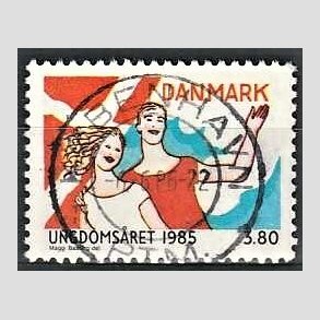 FRIM�RKER DANMARK | 1985 - AFA 828 - Ungdoms�r - 3,80 Kr. flerfarvet - Pragt Stemplet