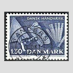 FRIM�RKER DANMARK | 1977 - AFA 643 - Dansk h�ndv�rk - 1,30 Kr. bl� - Pragt Stemplet Randers