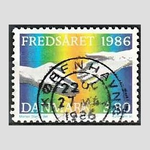 FRIM�RKER DANMARK | 1986 - AFA 857 - FN�s freds�r - 3,80 Kr. flerfarvet - Pragt Stemplet