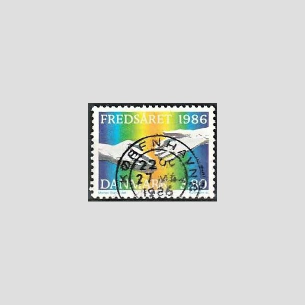 FRIMRKER DANMARK | 1986 - AFA 857 - FNs fredsr - 3,80 Kr. flerfarvet - Pragt Stemplet