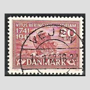 FRIM�RKER DANMARK | 1941 - AFA 271 - Vitus Bering 20 �re r�d - Lux Stemplet Vejen
