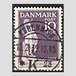 FRIM�RKER DANMARK | 1938 - AFA 250 - Thorvaldsen 10 �re violet - Lux Stemplet K�benhavn