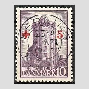 FRIMRKER DANMARK | 1944 - AFA 283 - Rde Kors provisorium - + 5/ 10 re violet - Pragt Stemplet Herning