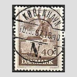 FRIM�RKER DANMARK | 1965 - AFA 440 - Fredning - 40 �re brun - Pragt Stemplet