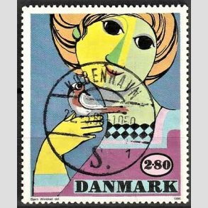 FRIMRKER DANMARK | 1986 - AFA 849 - Bjrn Wiinblad - 2,80 Kr. flerfarvet - Pragt Stemplet