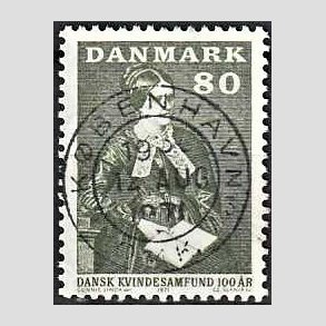 FRIM�RKER DANMARK | 1971 - AFA 509 - Dansk Kvindesamfund 100 �r - 80 �re gr�gr�n - Pragt Stemplet