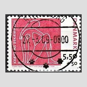 FRIMRKER DANMARK | 2008 - AFA 1529 - Krftens Bekmpelse - 5,50 + 0,50 Kr. flerfarvet - Lux Stemplet