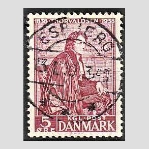 FRIM�RKER DANMARK | 1938 - AFA 249 - Thorvaldsen 5 �re r�dlilla - Lux Stemplet