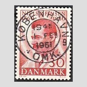 FRIM�RKER DANMARK | 1960 - AFA 387 - Niels R. Finsen - 30 �re r�d - Pragt Stemplet